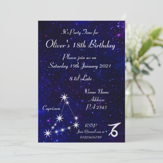 Persoonlijk Capricorn Sterrenbeeld Galaxy Feest Kaart (Staand voorkant)