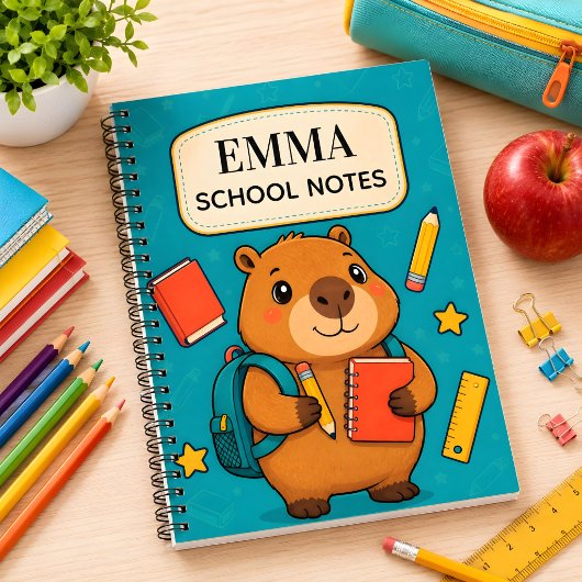 Persoonlijk capybara kinder schoolschrift notitieboek