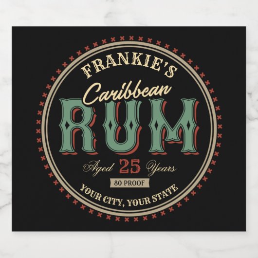 Persoonlijk Caribisch Rum Vloeistof Fles Etiket Ba (Enkel label)