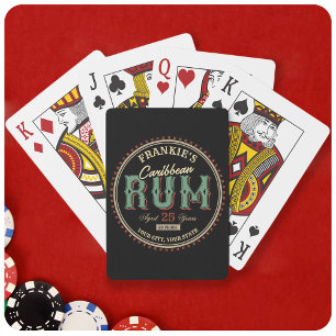 Persoonlijk Caribisch Rumdrank Flessenlabel Bar Pokerkaarten