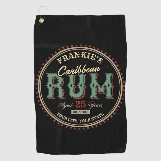 Persoonlijk Caribisch Rumdrankfles Etiket Bar Golfhanddoek (Voorkant)