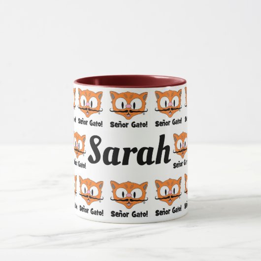 Persoonlijk Cartoon Snor Kattenpatroon Mok (Midden)