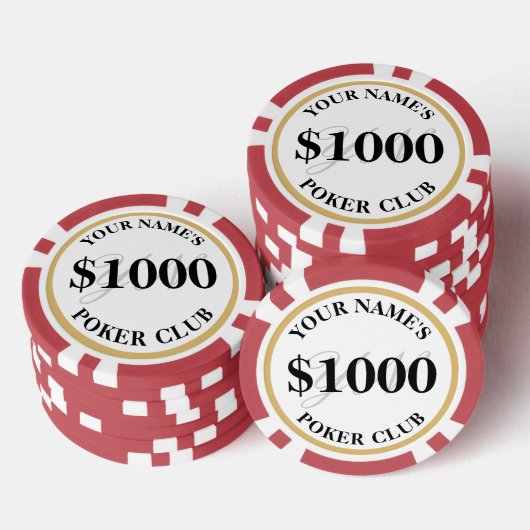 Persoonlijk Casino Stijl Aangepast $1000 Rood Poker Chips (Opstapeling)