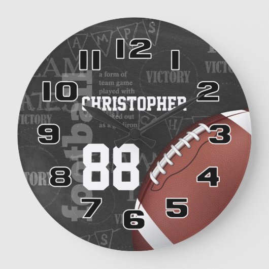 Persoonlijk Chalkboard Amerikaans Football Grote C Grote Klok (Voorkant)