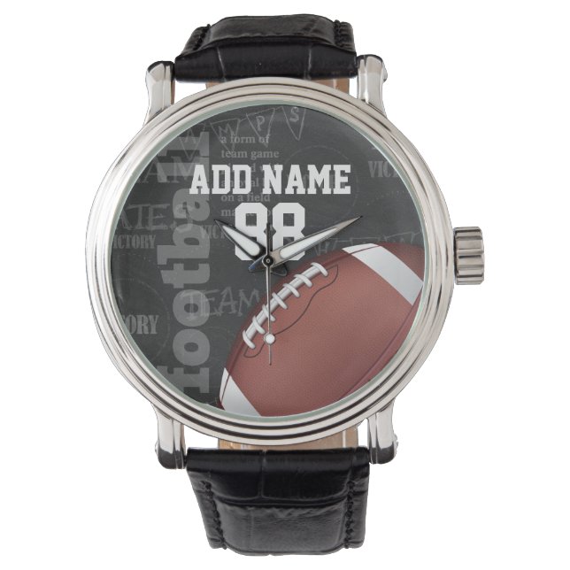 Persoonlijk Chalkboard Amerikaans Football Horloge (Voorkant)