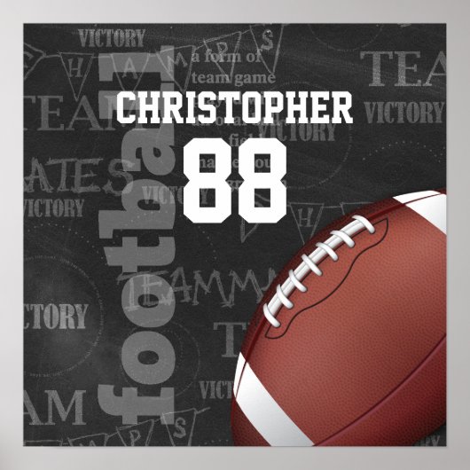 Persoonlijk Chalkboard Amerikaans Football Poster (Voorkant)