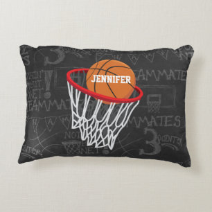 Persoonlijk Chalkboard Basketball en Hoop Accent Kussen