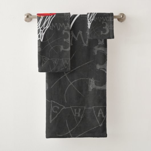 Persoonlijk Chalkboard Basketball en Hoop Bad Handdoek (Insitu)