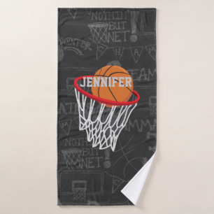 Persoonlijk Chalkboard Basketball en Hoop Bad Handdoek