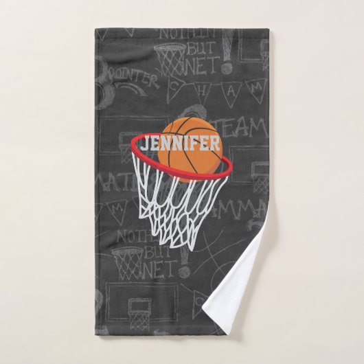 Persoonlijk Chalkboard Basketball en Hoop Bad Handdoek (Handdoek)