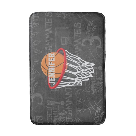 Persoonlijk Chalkboard Basketball en Hoop Badmat (Voorkant Verticaal)