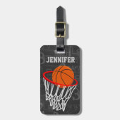 Persoonlijk Chalkboard Basketball en Hoop Bagagelabel (Voorkant verticaal)