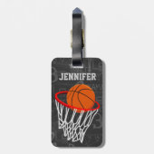 Persoonlijk Chalkboard Basketball en Hoop Bagagelabel (Achterkant verticaal)