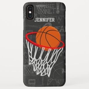 Persoonlijk Chalkboard Basketball en Hoop iPhone XS Max Hoesje