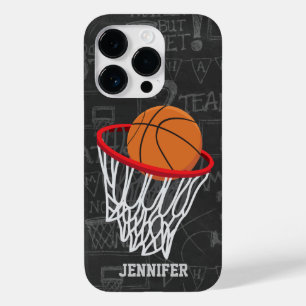 Persoonlijk Chalkboard Basketball en Hoop Case-Mate iPhone 14 Pro Hoesje