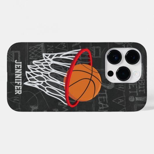 Persoonlijk Chalkboard Basketball en Hoop Case-Mate iPhone Case (Achterkant (horizontaal))