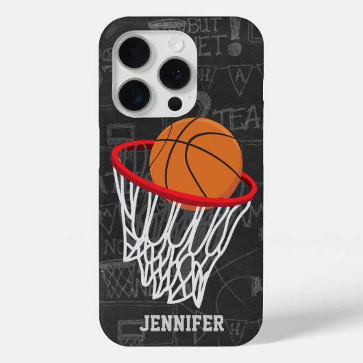 Persoonlijk Chalkboard Basketball en Hoop Case-Mate iPhone Case (Achterkant)