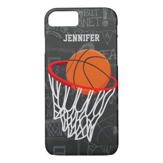 Persoonlijk Chalkboard Basketball en Hoop Case-Mate iPhone Case (Achterkant)