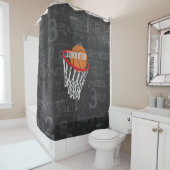 Persoonlijk Chalkboard Basketball en Hoop Douchegordijn (In situ)