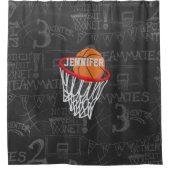 Persoonlijk Chalkboard Basketball en Hoop Douchegordijn (Voorkant)