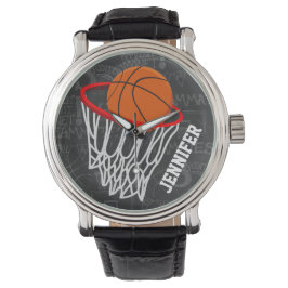 Persoonlijk Chalkboard Basketball en Hoop Horloge