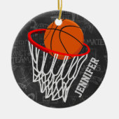 Persoonlijk Chalkboard Basketball en Hoop Keramisch Ornament (Voorkant)