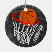 Persoonlijk Chalkboard Basketball en Hoop Keramisch Ornament (Achterkant)