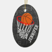Persoonlijk Chalkboard Basketball en Hoop Keramisch Ornament (Links)
