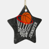Persoonlijk Chalkboard Basketball en Hoop Keramisch Ornament (Rechts)