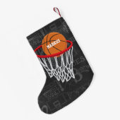 Persoonlijk Chalkboard Basketball en Hoop Kleine Kerstsok (Achterkant (Hangend))