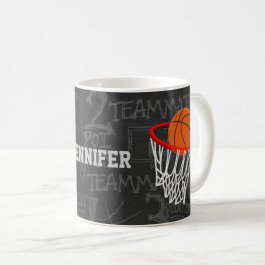 Persoonlijk Chalkboard Basketball en Hoop Koffiemok (Voorkant rechts)