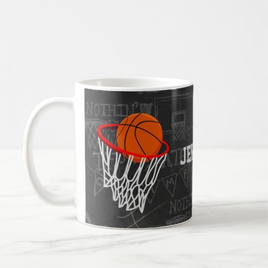 Persoonlijk Chalkboard Basketball en Hoop Koffiemok (Links)