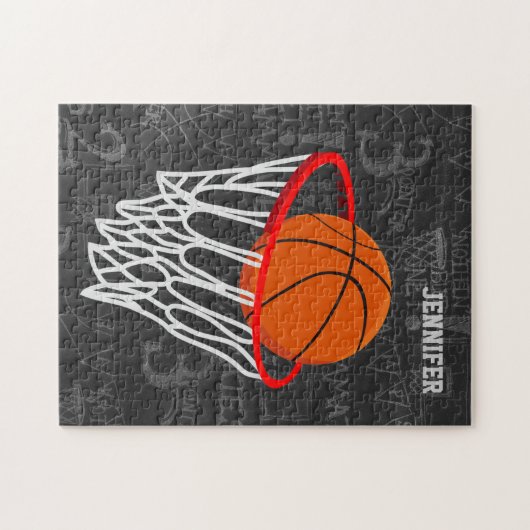 Persoonlijk Chalkboard Basketball en Hoop Legpuzzel (Horizontaal)