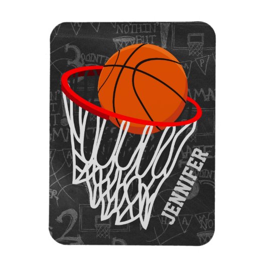 Persoonlijk Chalkboard Basketball en Hoop Magneet (Verticaal)