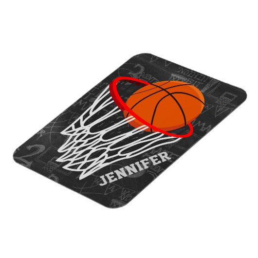 Persoonlijk Chalkboard Basketball en Hoop Magneet (Linkerzijde)