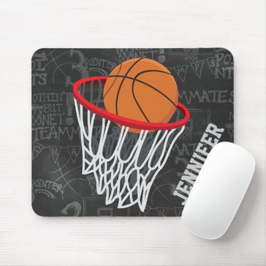 Persoonlijk Chalkboard Basketball en Hoop Muismat (Met muis)