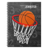 Persoonlijk Chalkboard Basketball en Hoop Notitieboek (Voorkant)