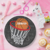 Persoonlijk Chalkboard Basketball en Hoop Papieren Bordje (Feest)