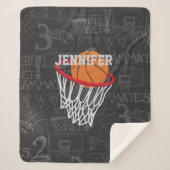 Persoonlijk Chalkboard Basketball en Hoop Sherpa Deken (Voorkant)