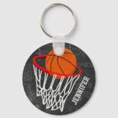 Persoonlijk Chalkboard Basketball en Hoop Sleutelhanger (Voorkant)