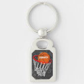 Persoonlijk Chalkboard Basketball en Hoop Sleutelhanger (Voorkant)
