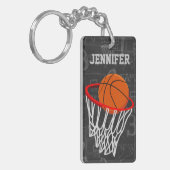 Persoonlijk Chalkboard Basketball en Hoop Sleutelhanger (Voorkant Links)