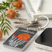 Persoonlijk Chalkboard Basketball en Hoop Sleutelhanger (Voorkant Rechts)