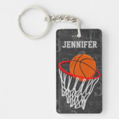 Persoonlijk Chalkboard Basketball en Hoop Sleutelhanger (Voorkant)