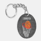 Persoonlijk Chalkboard Basketball en Hoop Sleutelhanger (Voorkant Links)