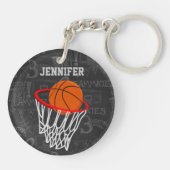 Persoonlijk Chalkboard Basketball en Hoop Sleutelhanger (Achterkant)