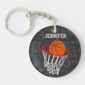Persoonlijk Chalkboard Basketball en Hoop Sleutelhanger (Voorkant)