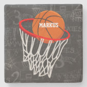 Persoonlijk Chalkboard Basketball en Hoop Stenen Onderzetter (Voorkant)