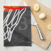 Persoonlijk Chalkboard Basketball en Hoop Theedoek (Quarter Fold)