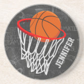 Persoonlijk Chalkboard Basketball en Hoop Zandsteen Onderzetter (Voorkant)